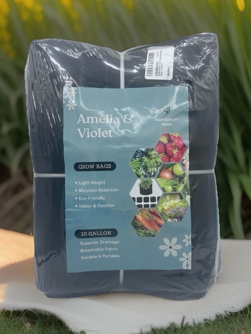 Amelia & Violet Grow Bags 10 Gallon Fabric Planter Durable Breathable Set of 5